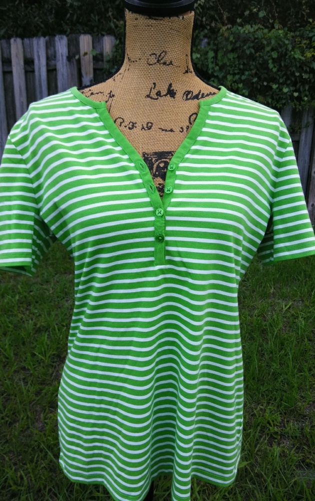 Coral Bay (Neon/White) Stripped Button Up T-shirt